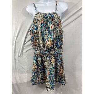 CUPSHE Women's Jumpsuits High Neck Smocked Waist Paisley Romper Sleeveless Sz Sm